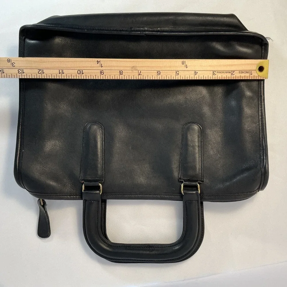 Vintage Coach Black Leather Briefcase Retractable Handle Document Bag 5265
